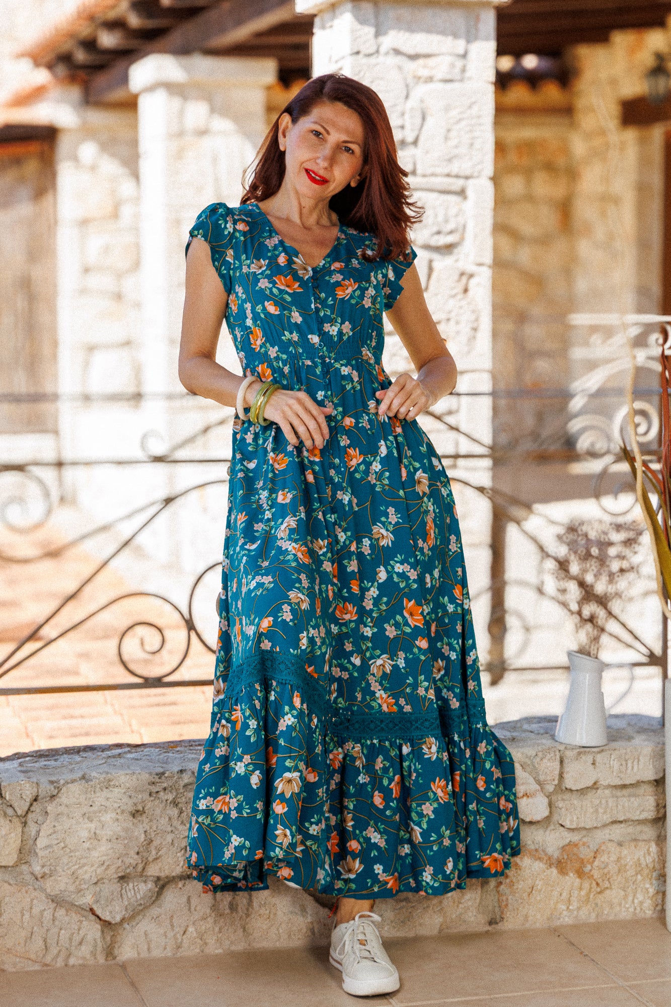 Ocean Flowers Bohemian Dress