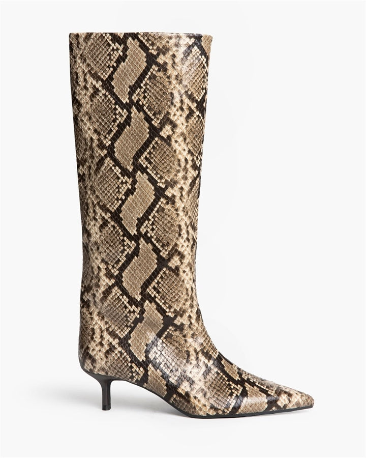Snake Print High Boots – Eco Leather