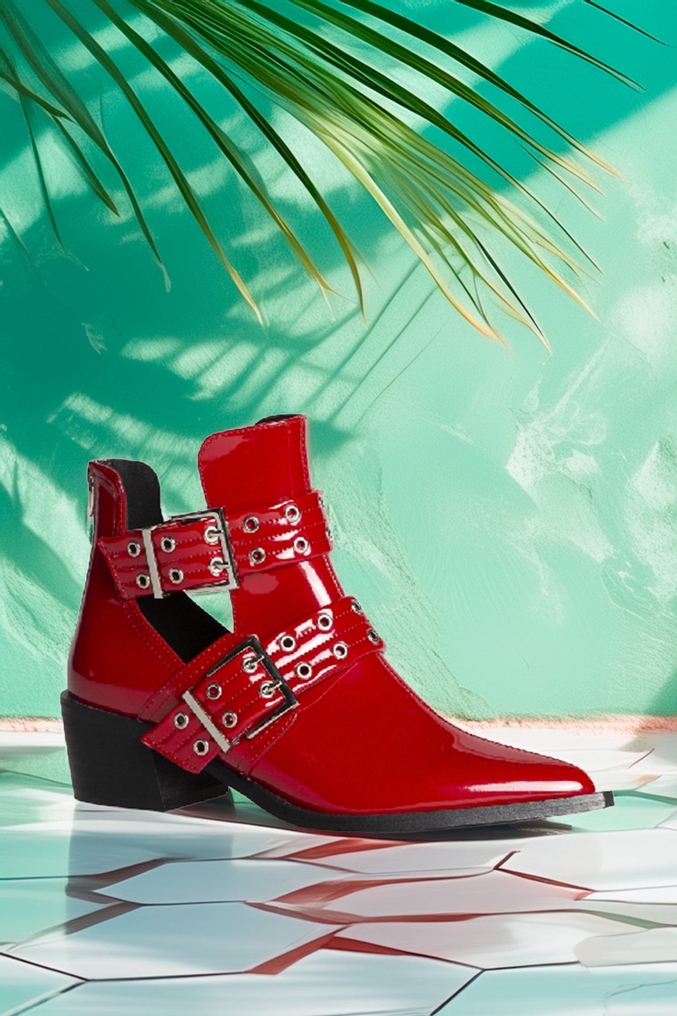 Hot Red patent leather boots