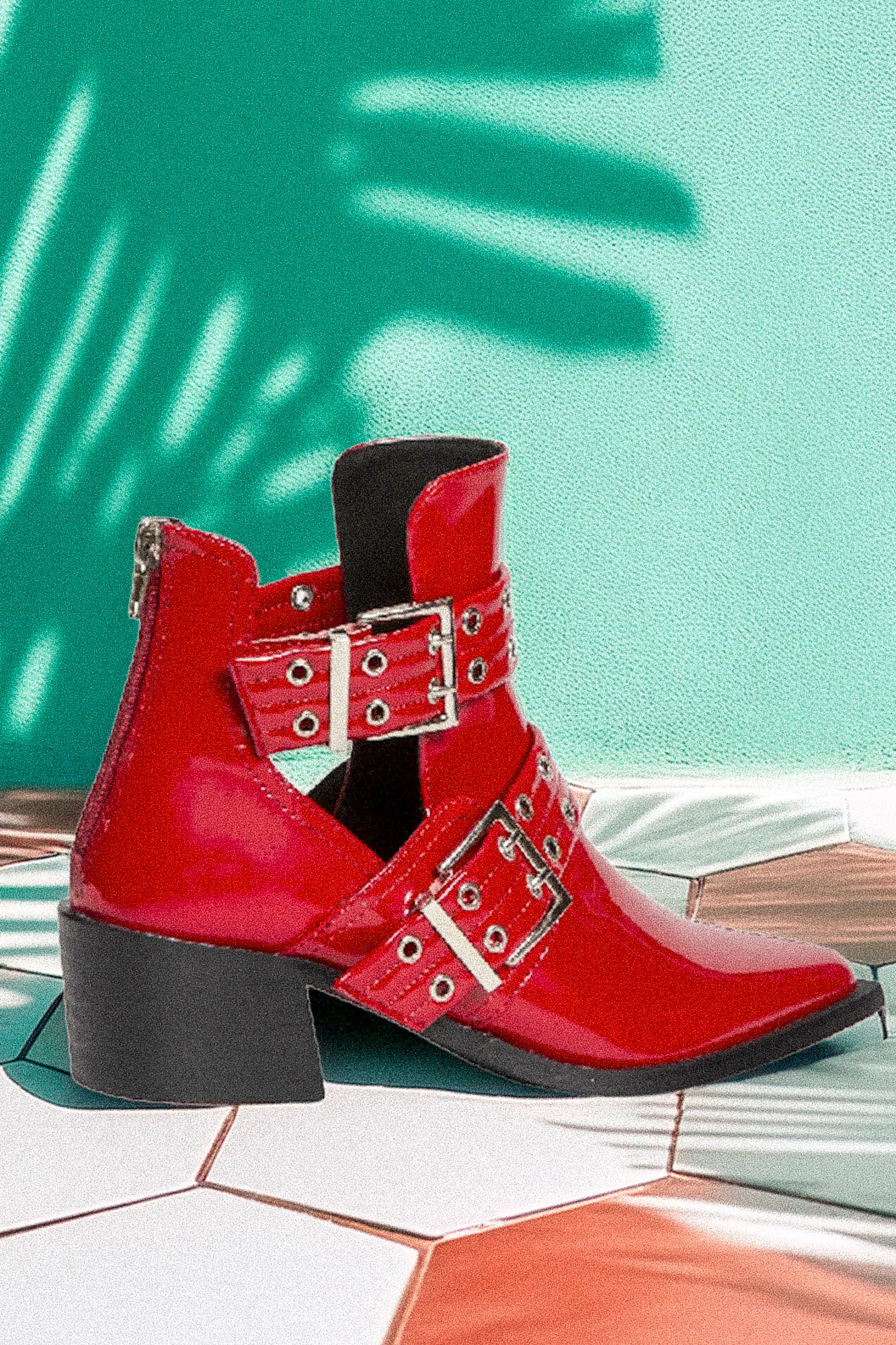 Hot Red patent leather boots