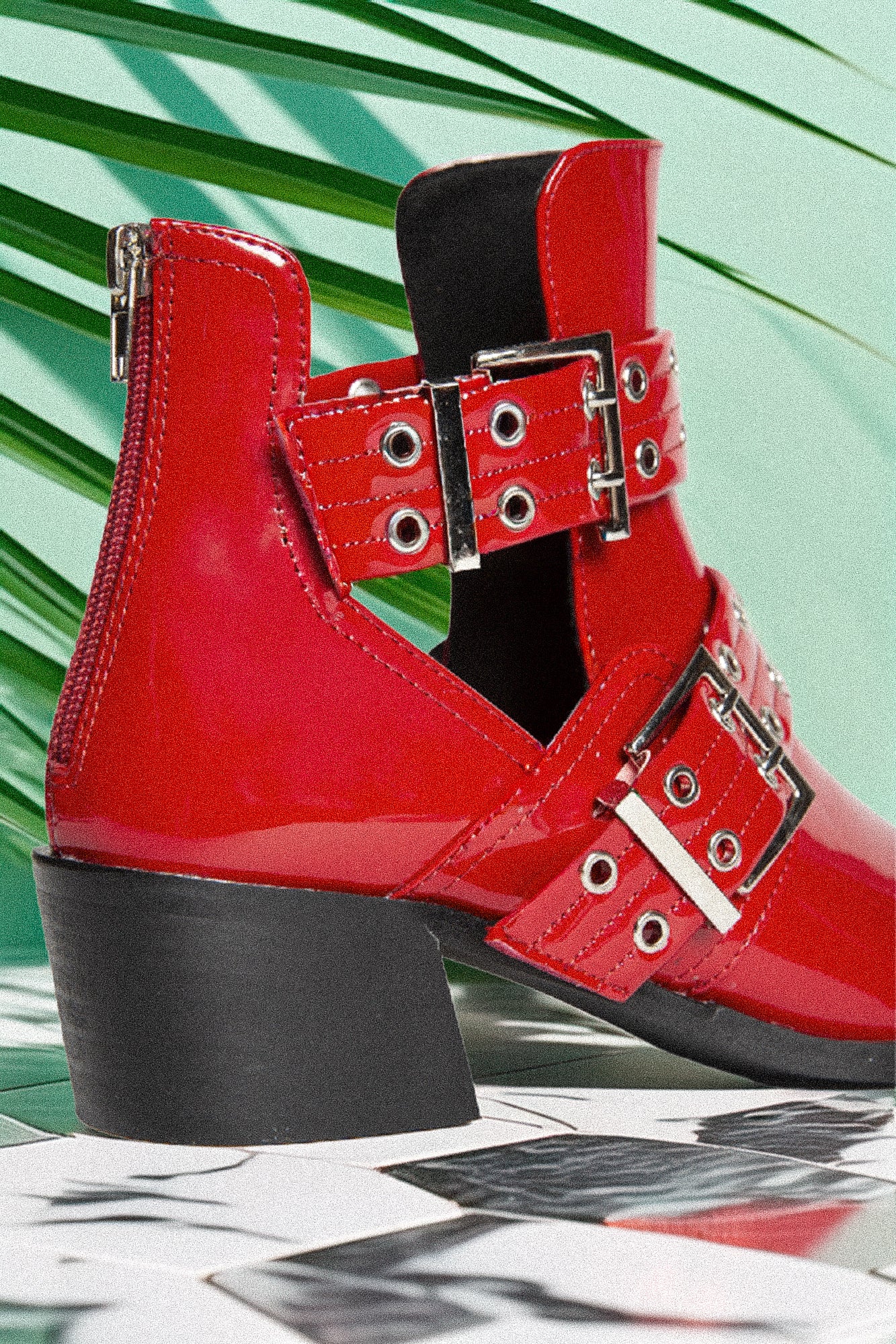 Hot Red patent leather boots