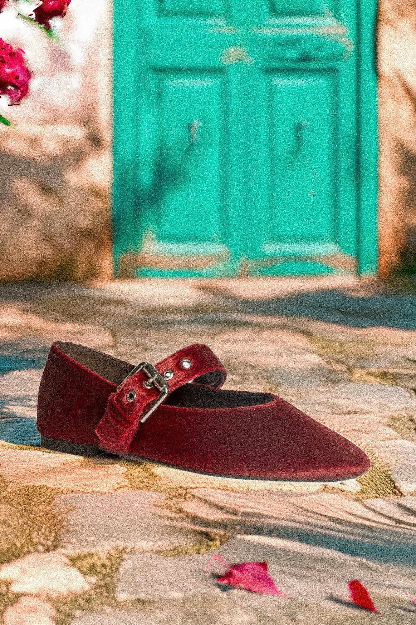 Ballerinas with hair Bordeaux