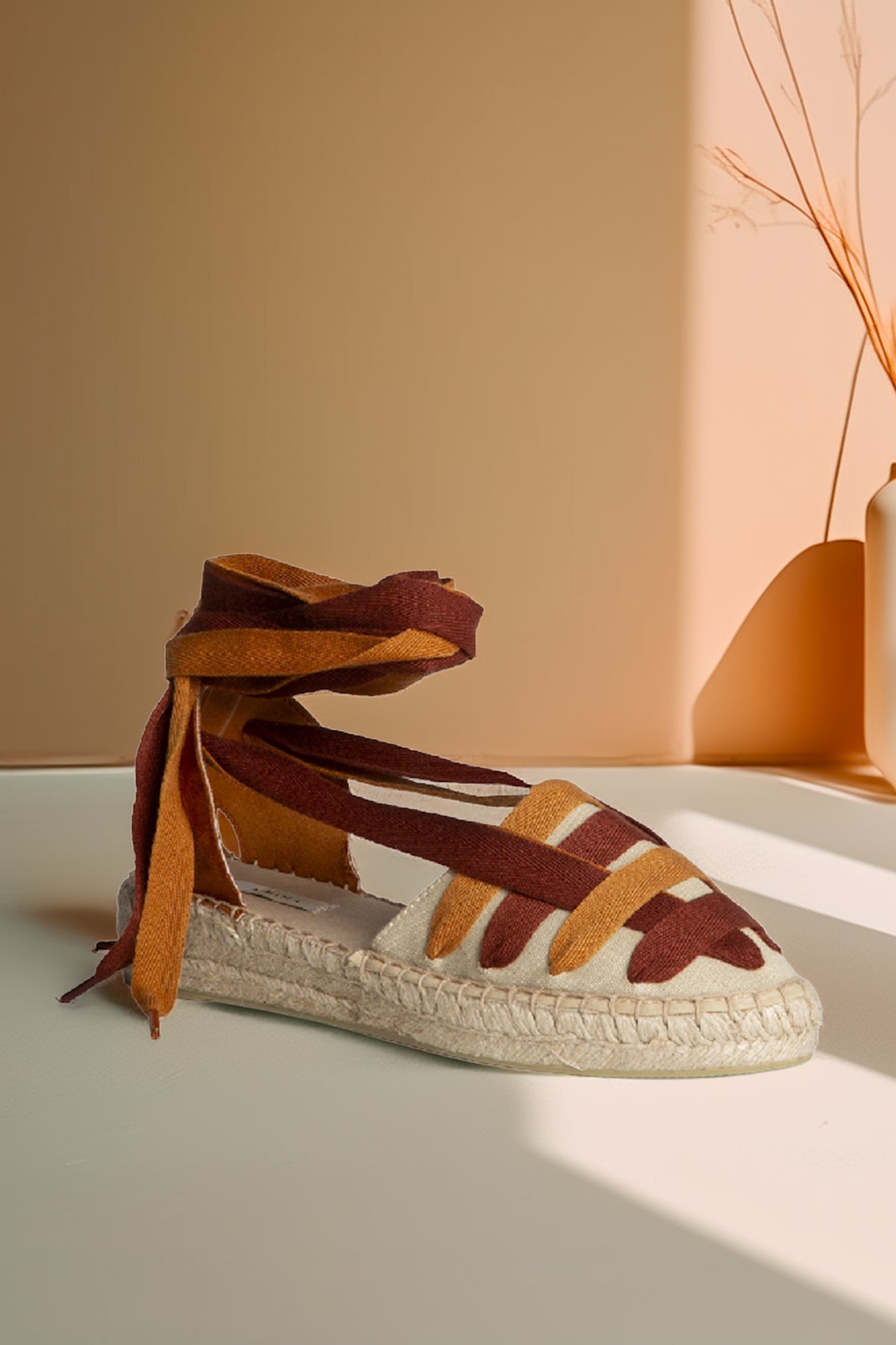 Еспадрили с лента за глезена Caramel
