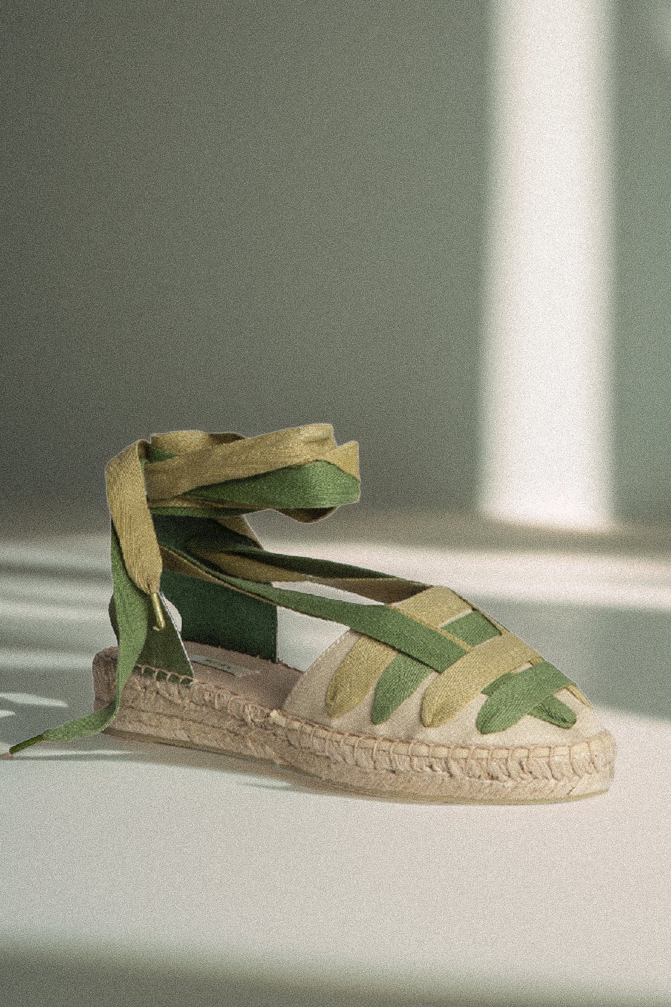 Еспадрили с лента за глезена Sage Green