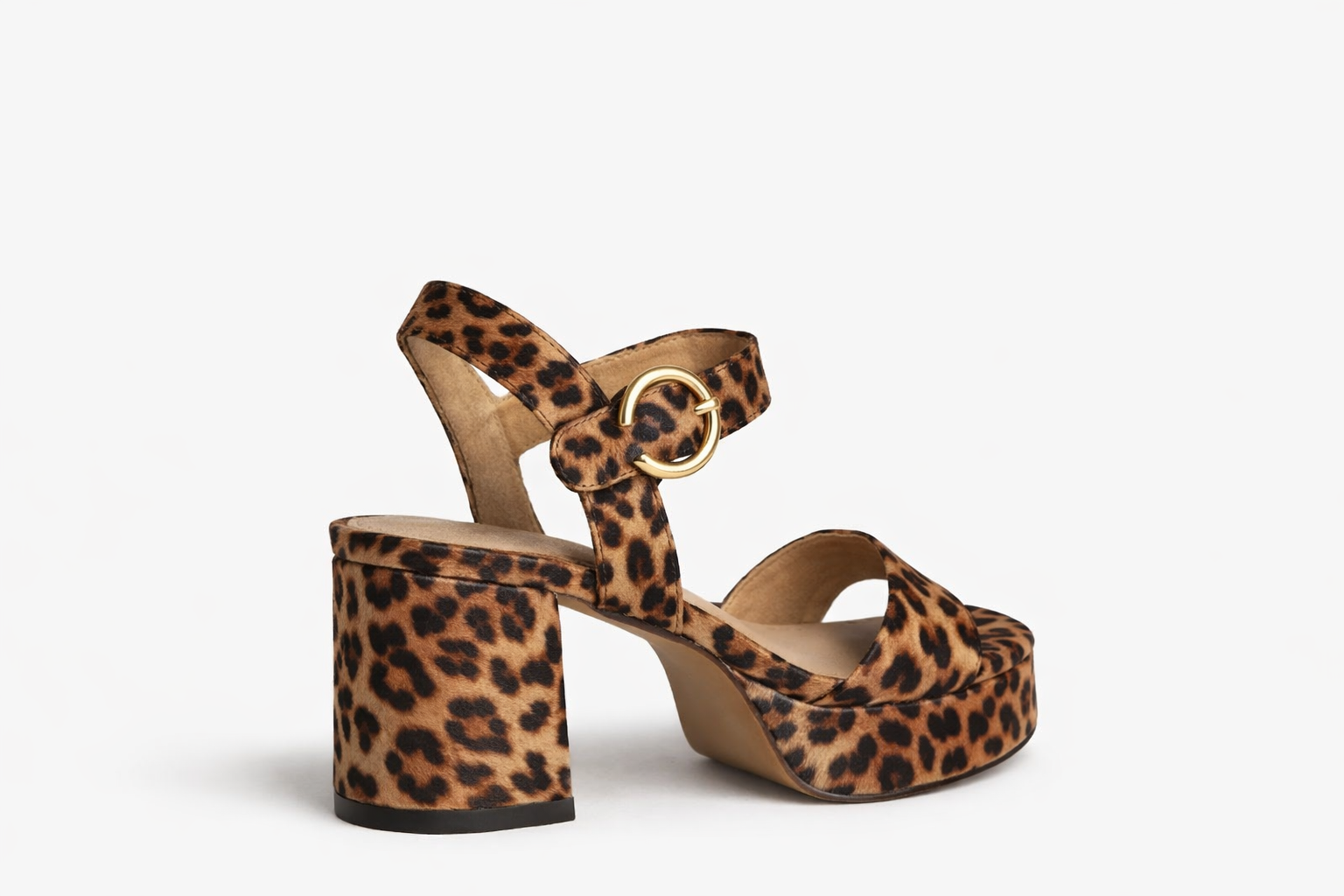 Sandale cu platformă și toc bloc Leopard