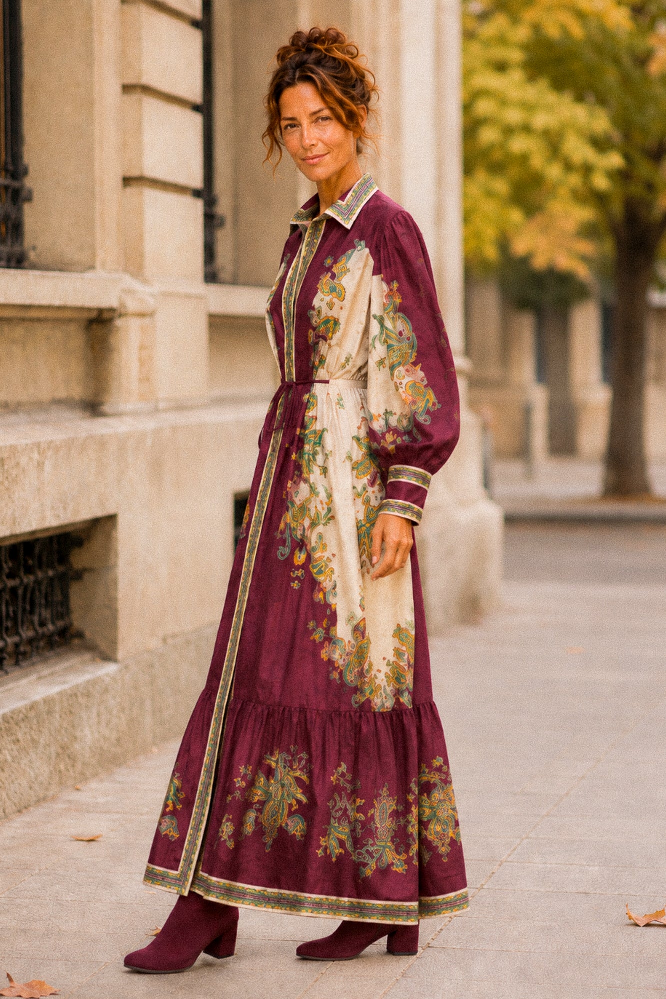 Рокля Paisley Bordeaux