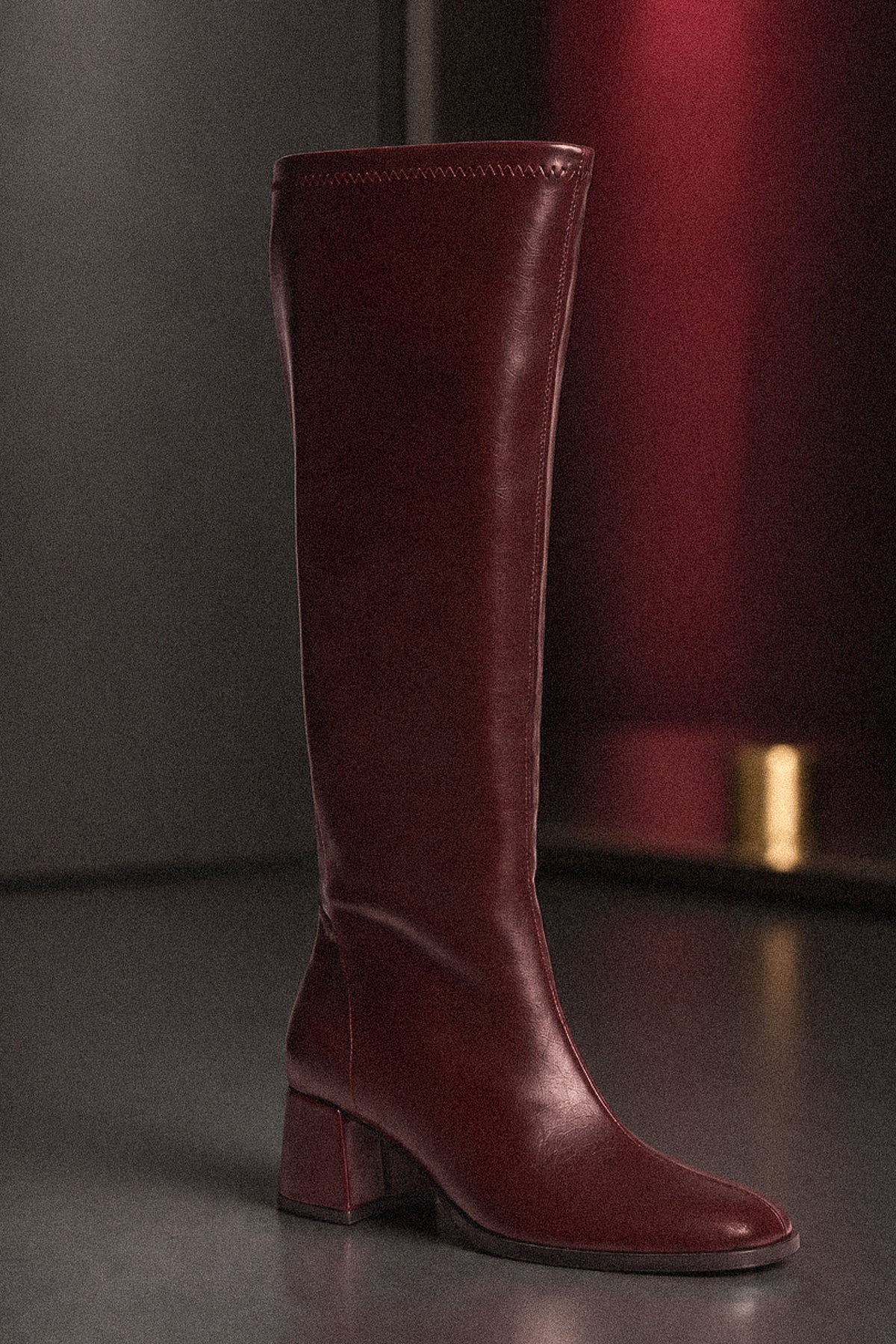 Burgundy High Boots – Eco Leather