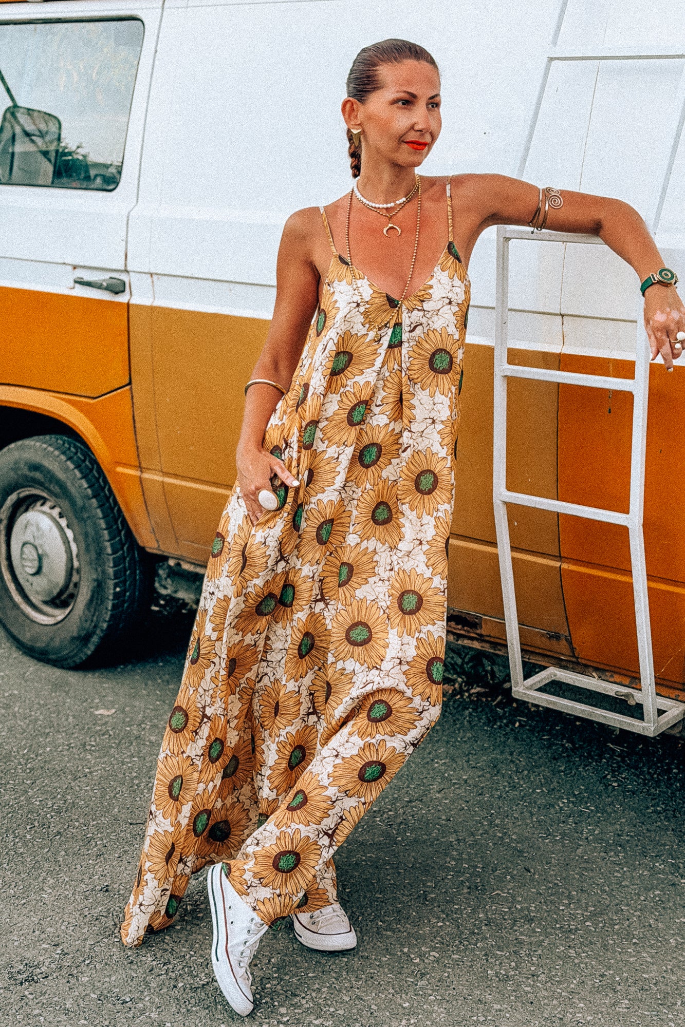 Ethereal sunflower dress + free scrunchie