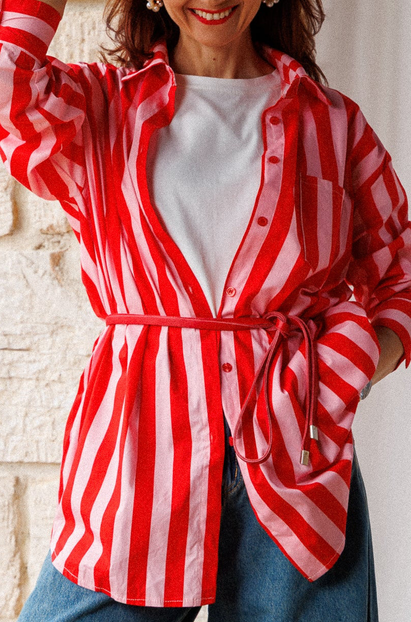 Тънък кожен колан Red