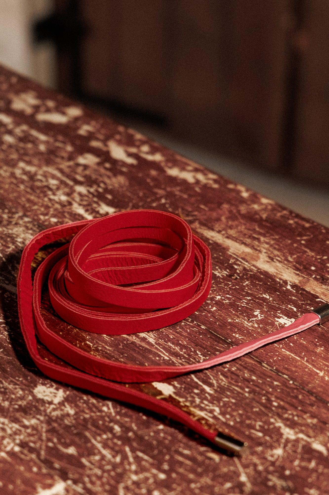 Тънък кожен колан Red