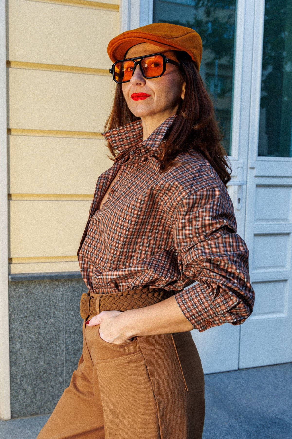 Checked cotton shirt with an oversized fit