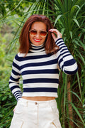 Indigo striped polo shirt