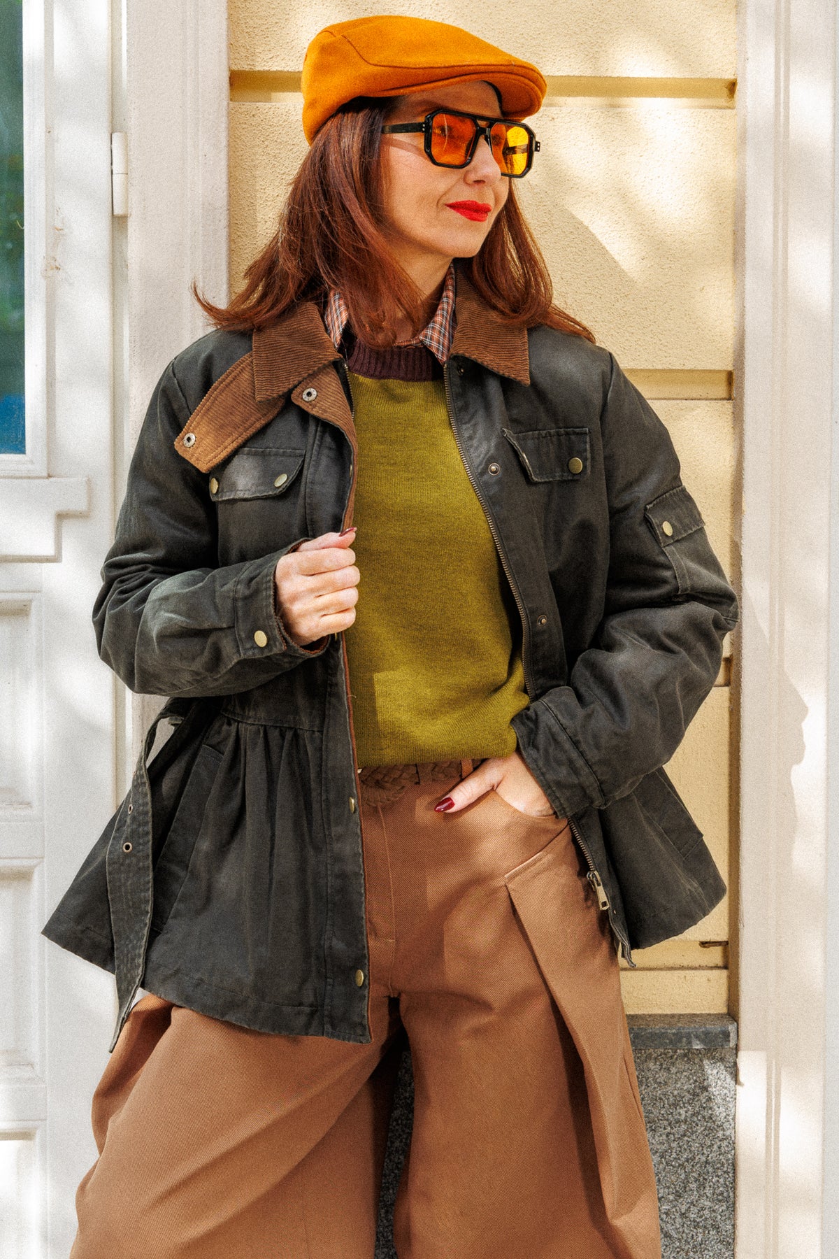Structured jacket with a vintage effect and velvet accents