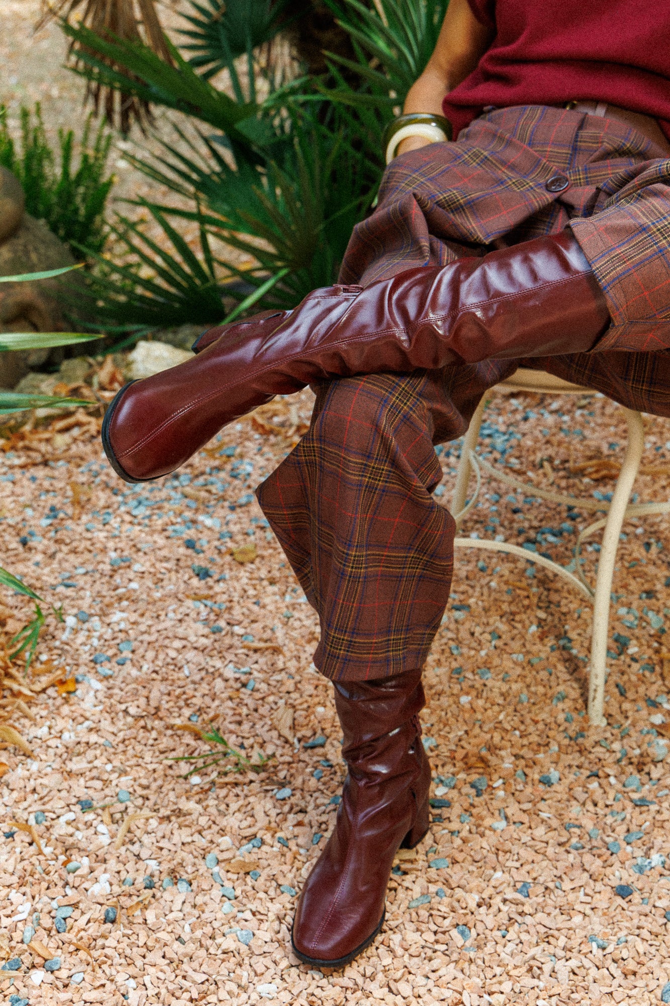Burgundy High Boots – Eco Leather