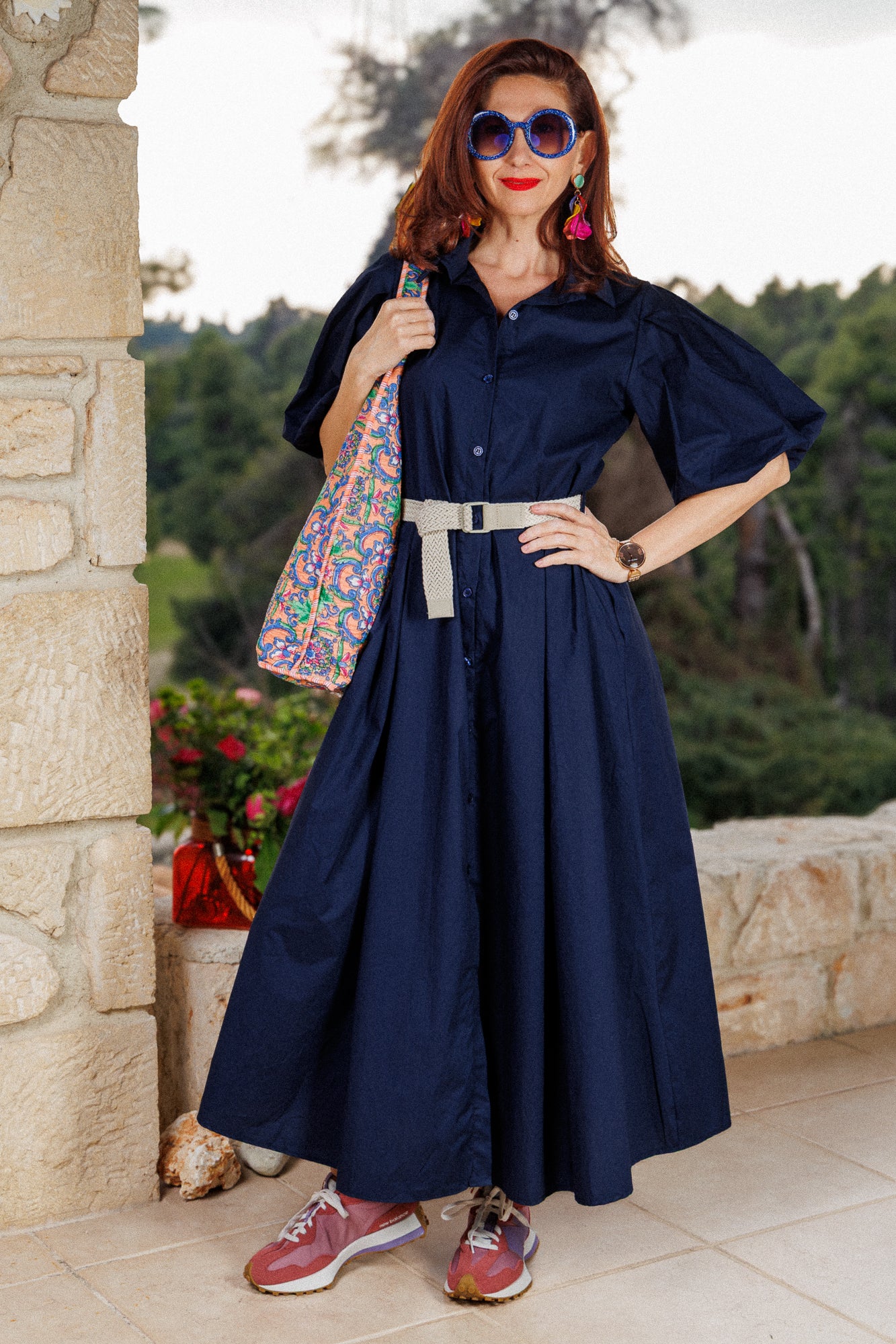 The indigo dress with a beautiful sleeve!