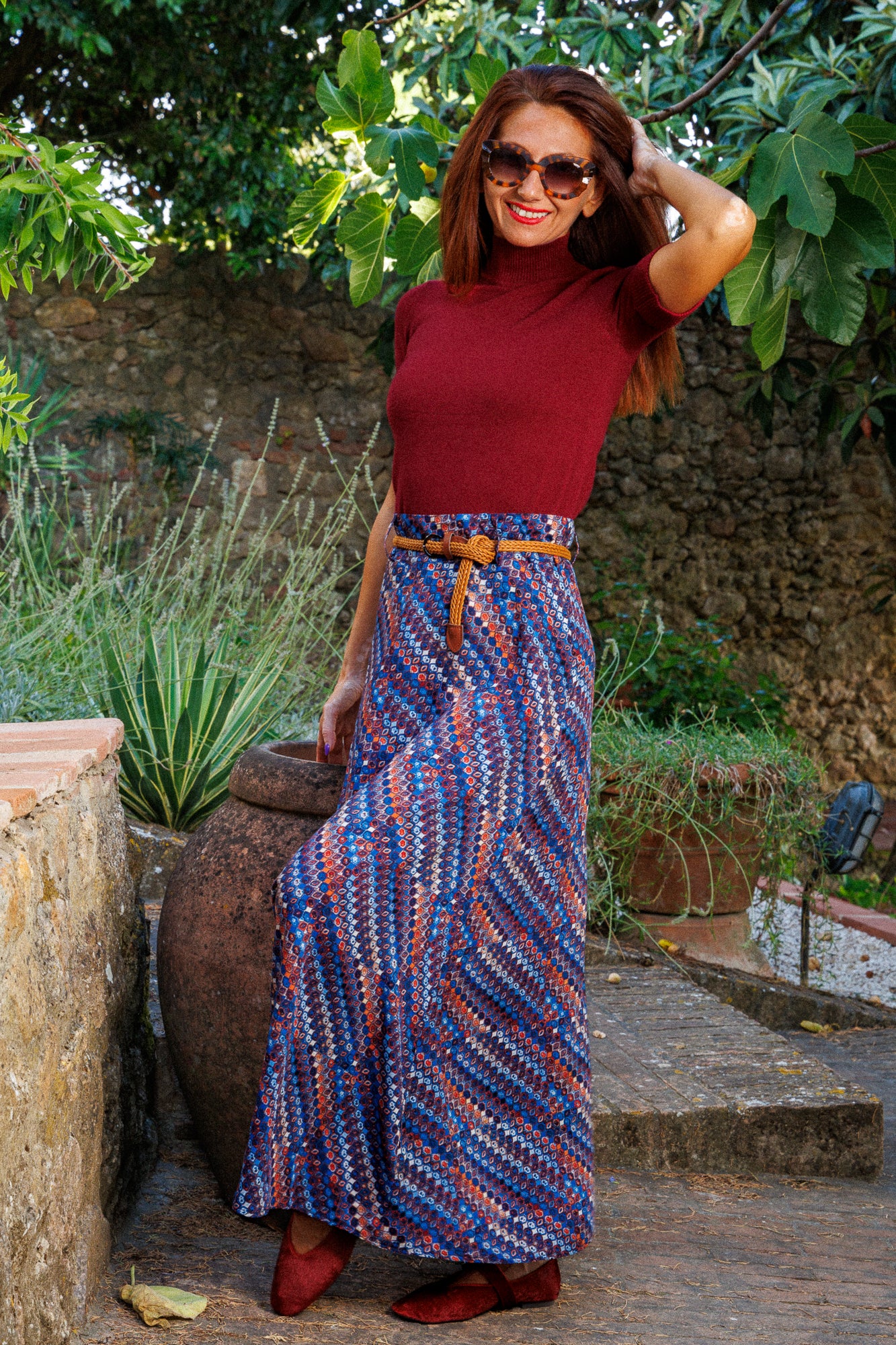 Ethnic Mosaic Maxi Skirt + Плетен колан