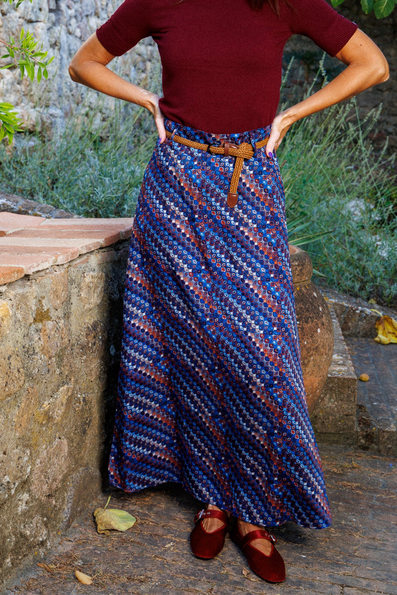 Ethnic Mosaic Maxi Skirt + Плетен колан