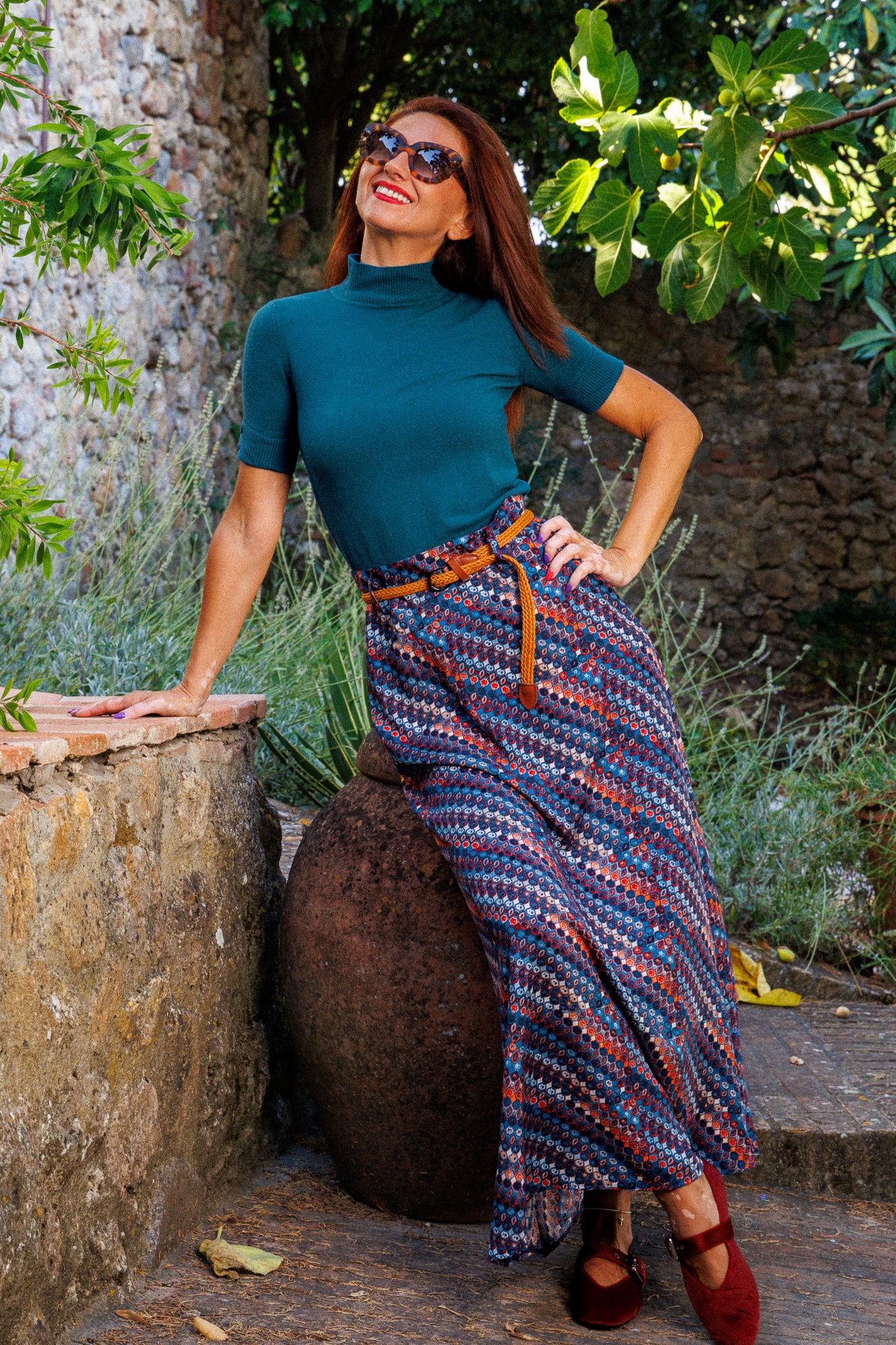 Ethnic Mosaic Maxi Skirt + Плетен колан