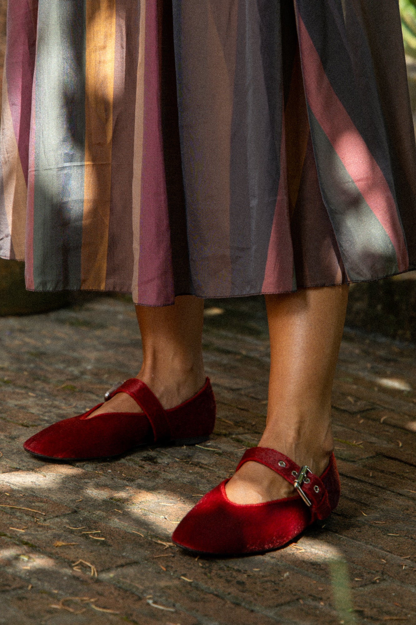 Ballerinas with hair Bordeaux