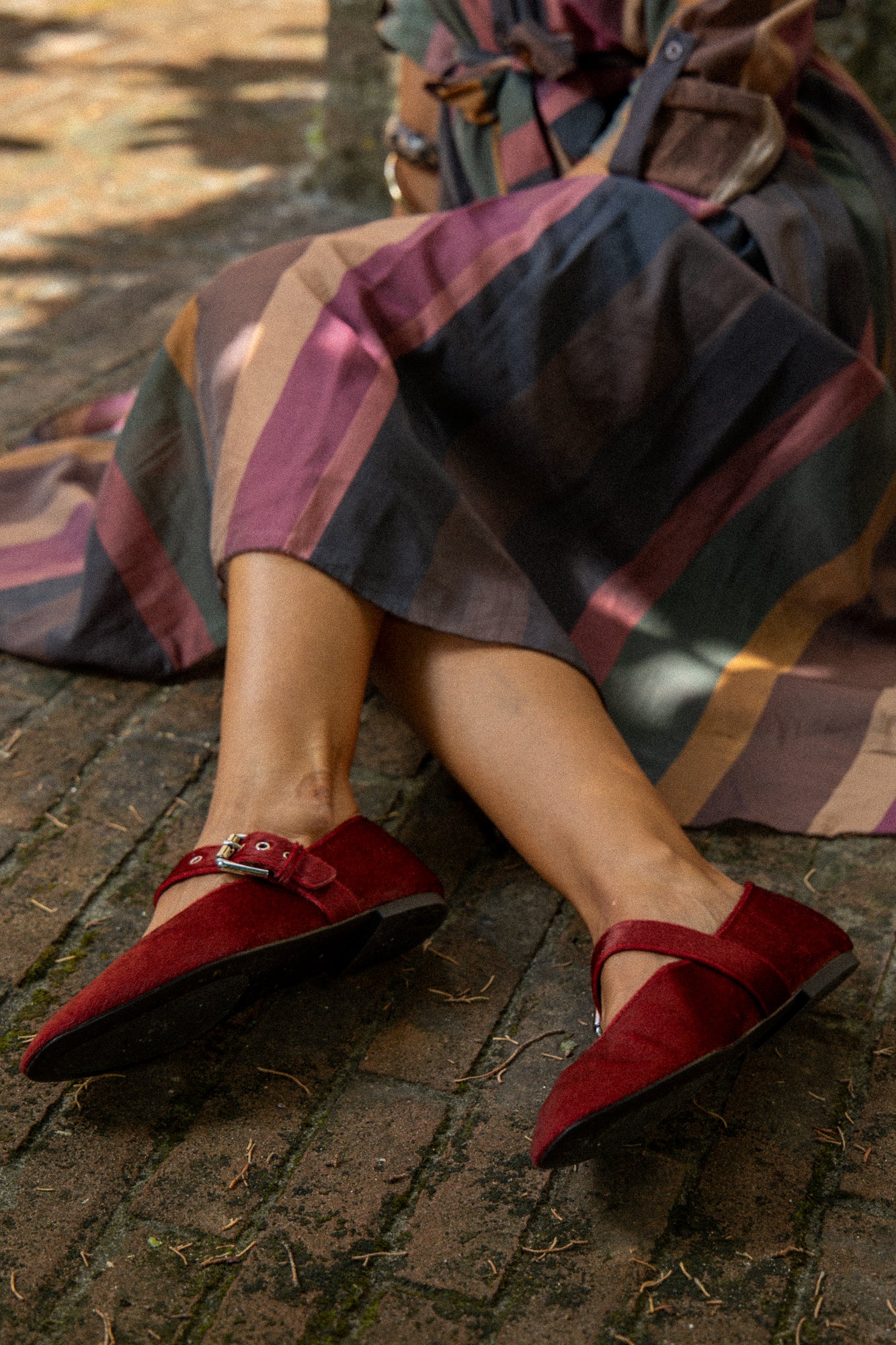 Ballerinas with hair Bordeaux