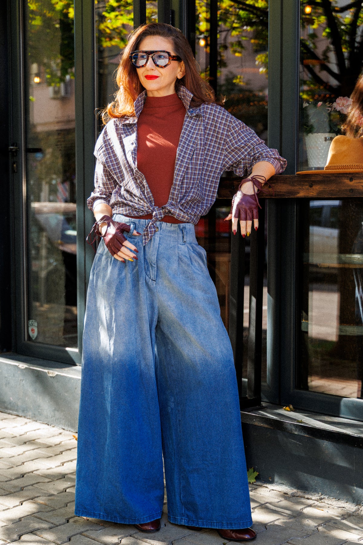 Checked cotton shirt with an oversized fit