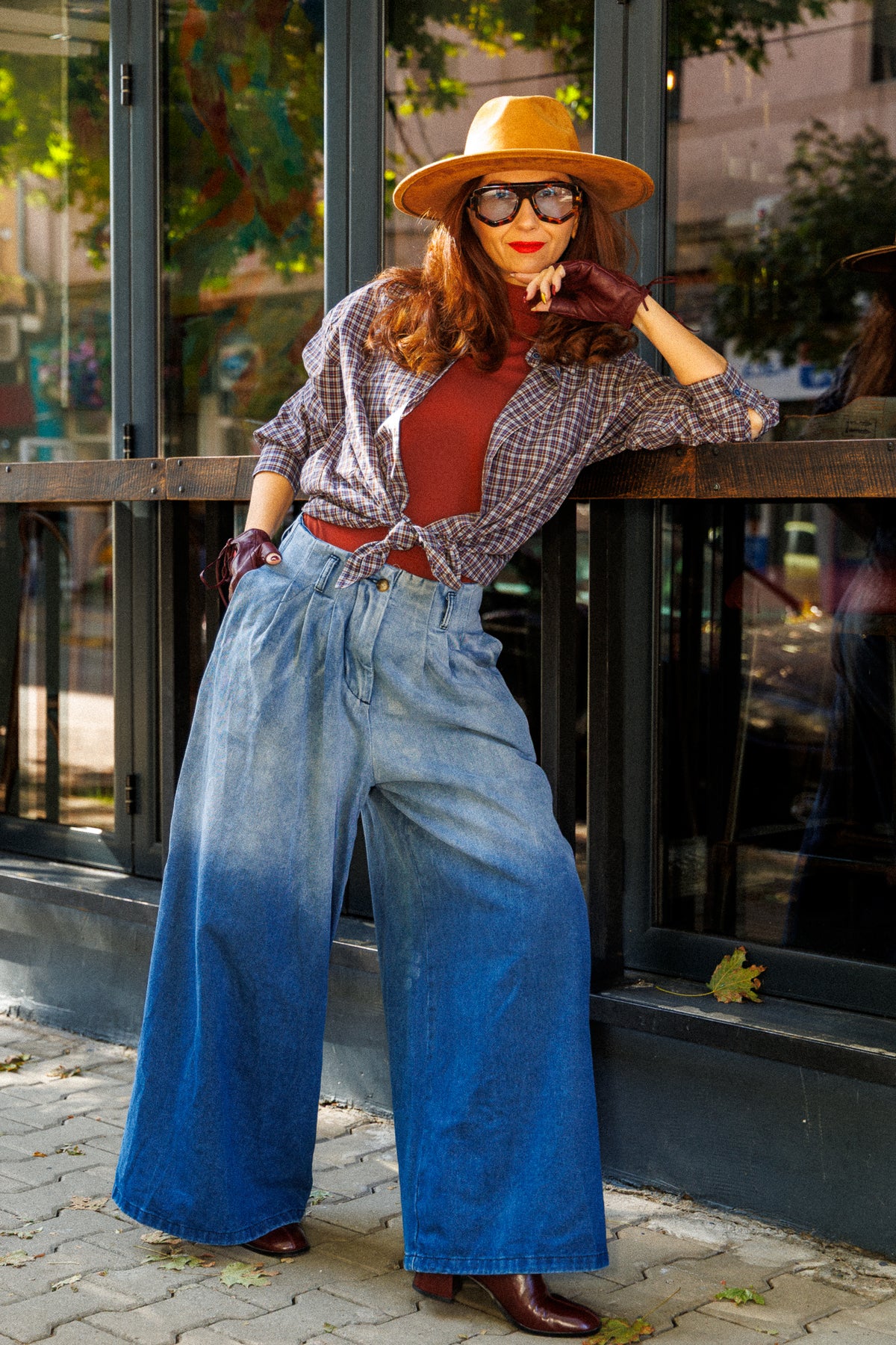 Checked cotton shirt with an oversized fit