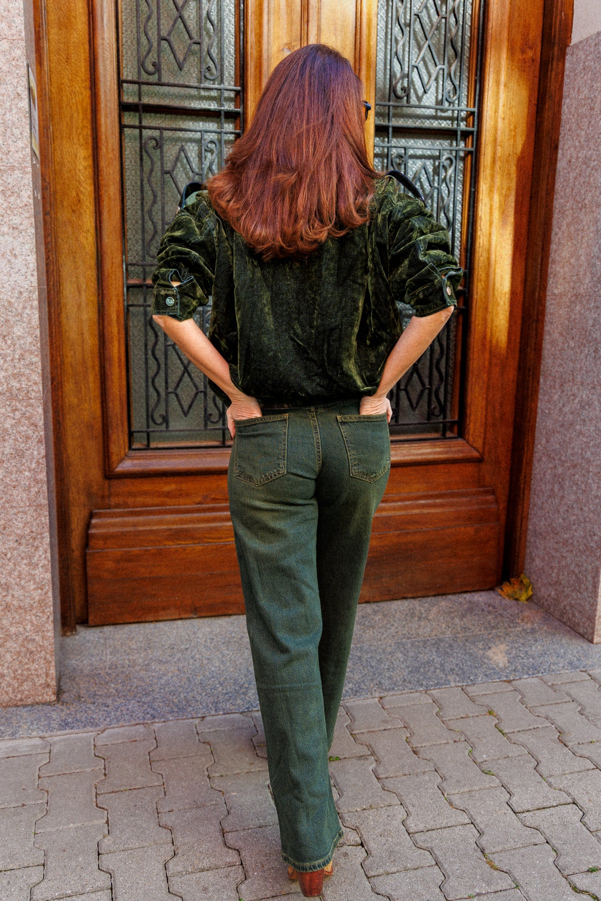 Jacket with an iridescent sheen and an oversized fit