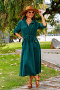 Rochie din catifea de bumbac în verde regal