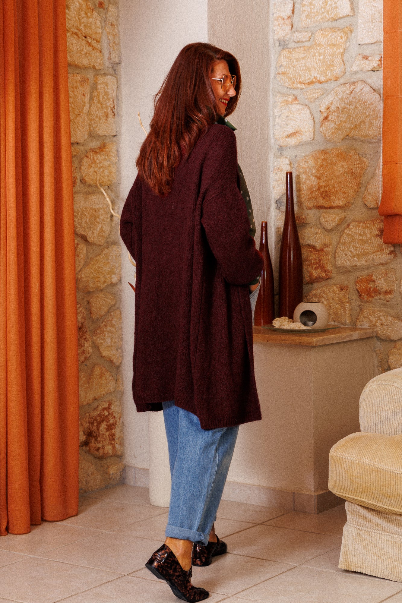 Long cardigan Bordeaux!
