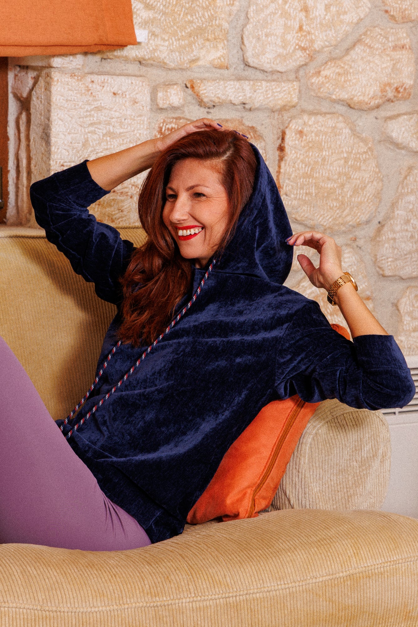 The velvet indigo sweatshirt!