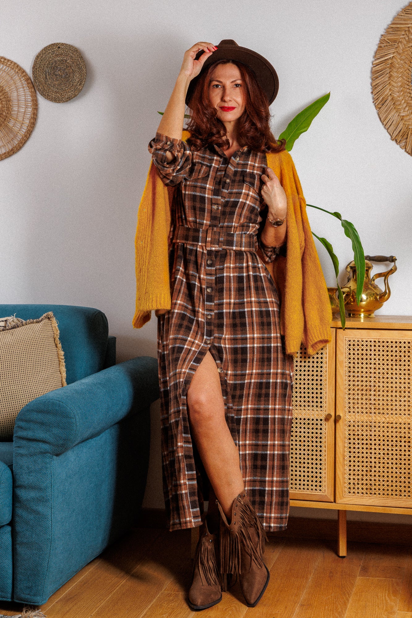 Browny plaid dress!