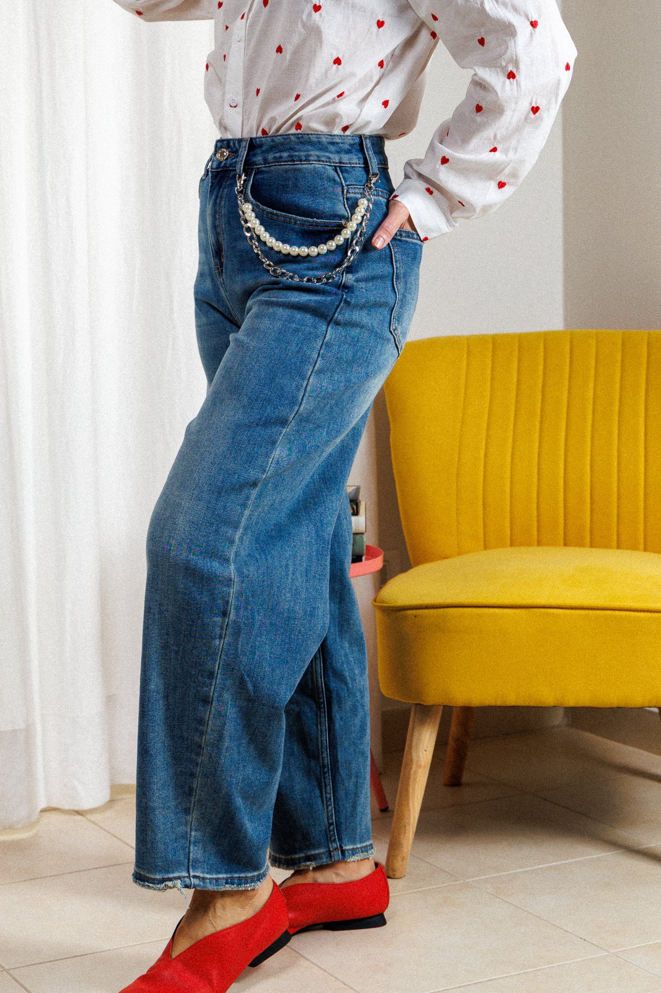 Blugi clasici MOM în albastru fumuriu!