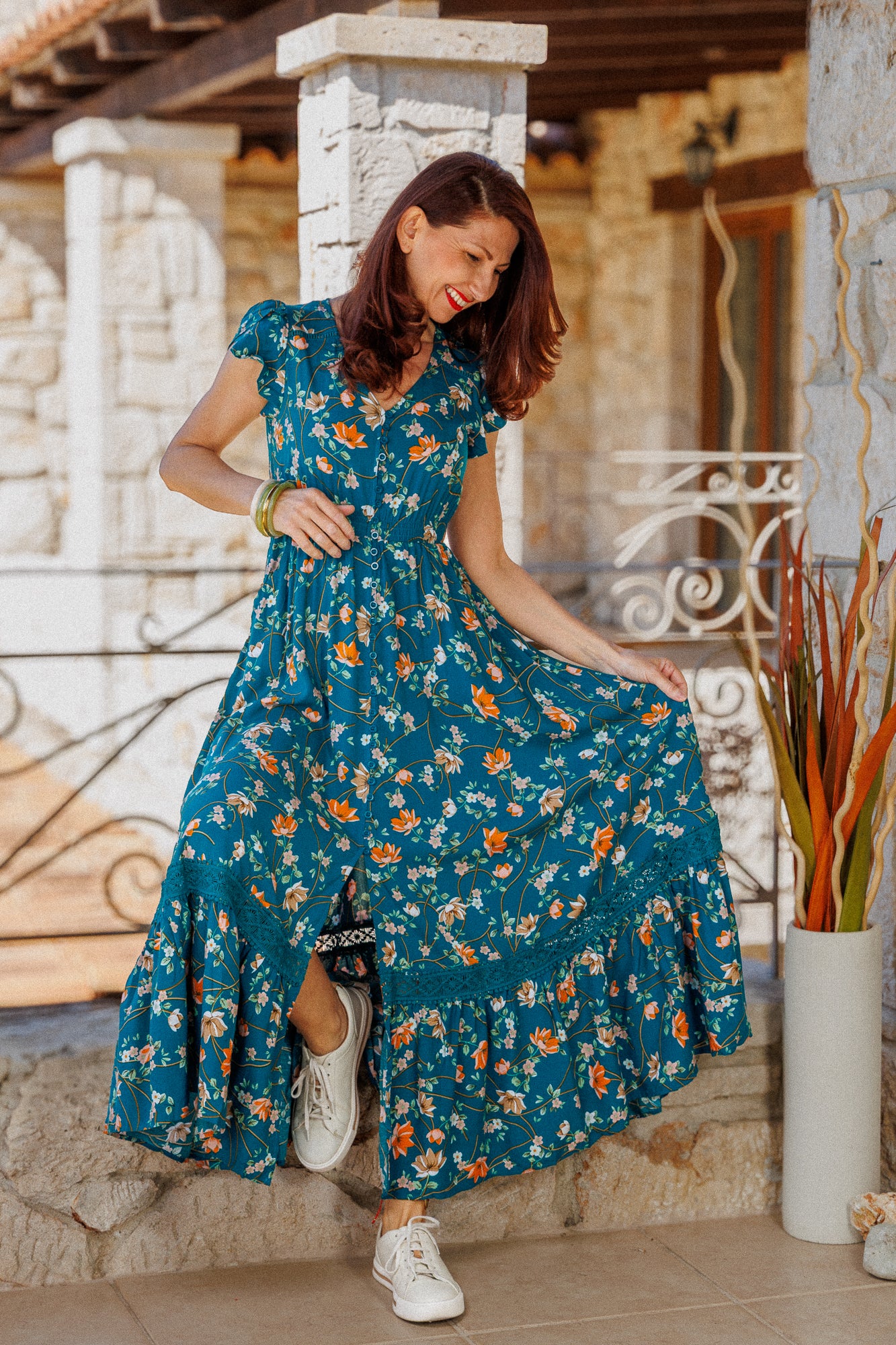 Ocean Flowers Bohemian Dress