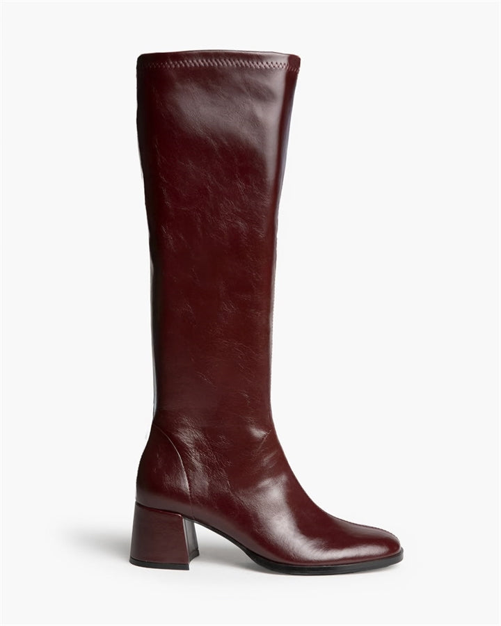 Burgundy High Boots – Eco Leather