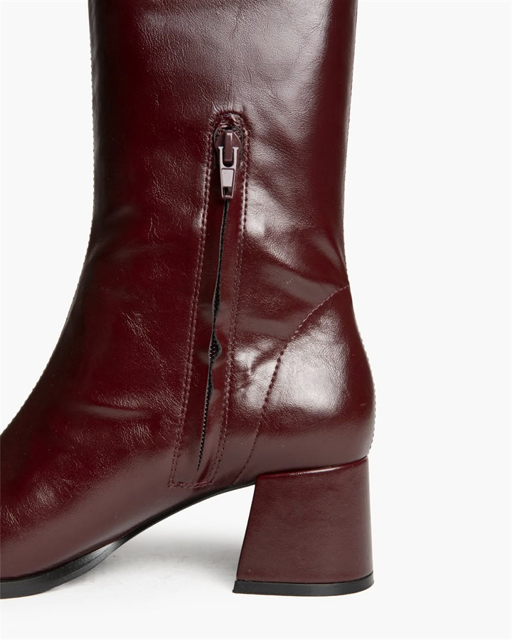 Burgundy High Boots – Eco Leather