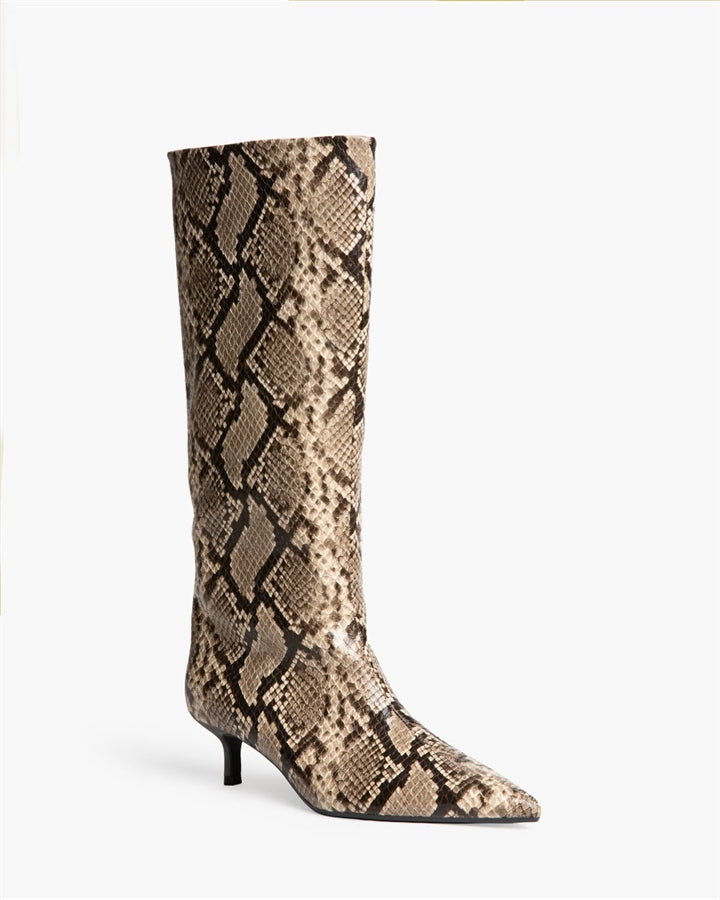 Snake Print High Boots – Eco Leather