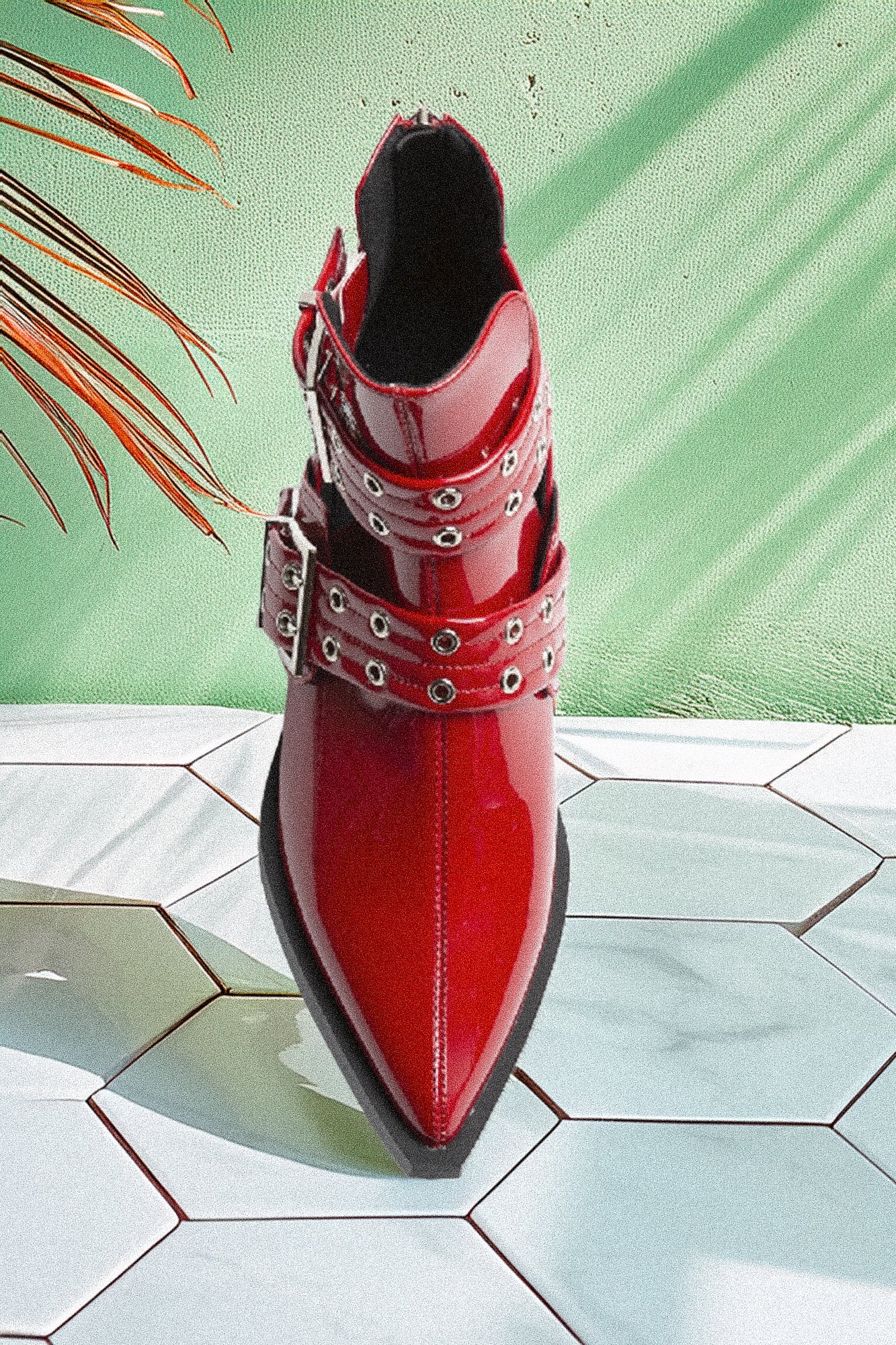 Hot Red patent leather boots