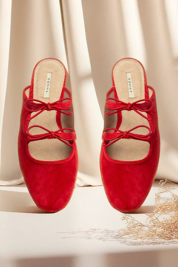 Mules cu sireturi Hot Red
