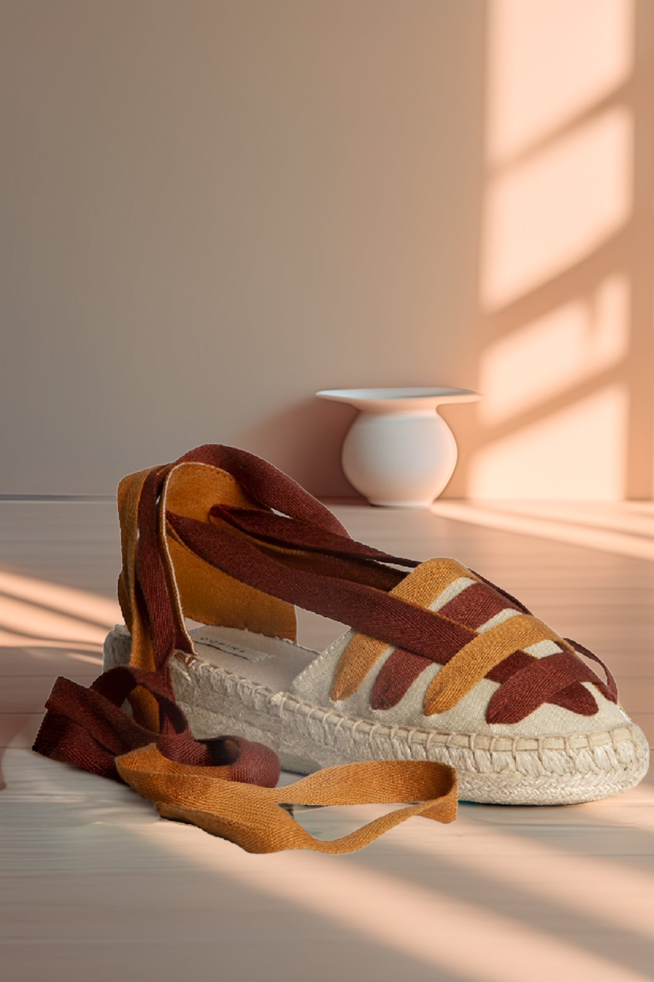 Espadrile cu baretă pe gleznă Caramel