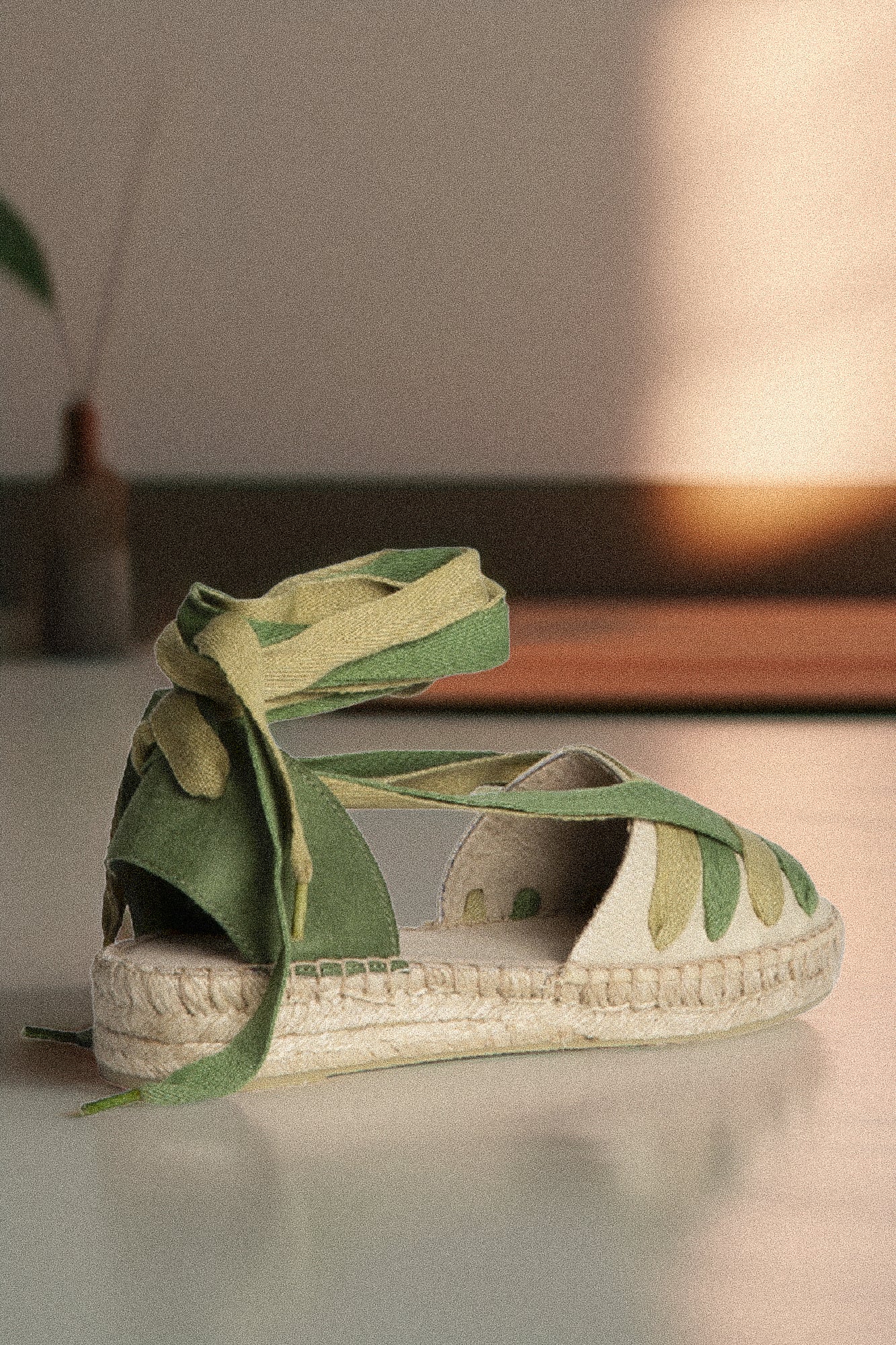 Еспадрили с лента за глезена Sage Green