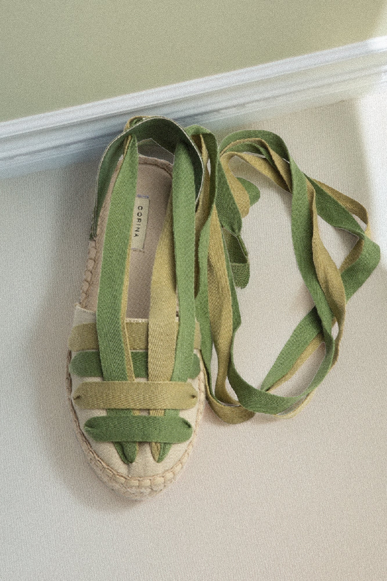Espadrile cu baretă pe gleznă, verde salvie