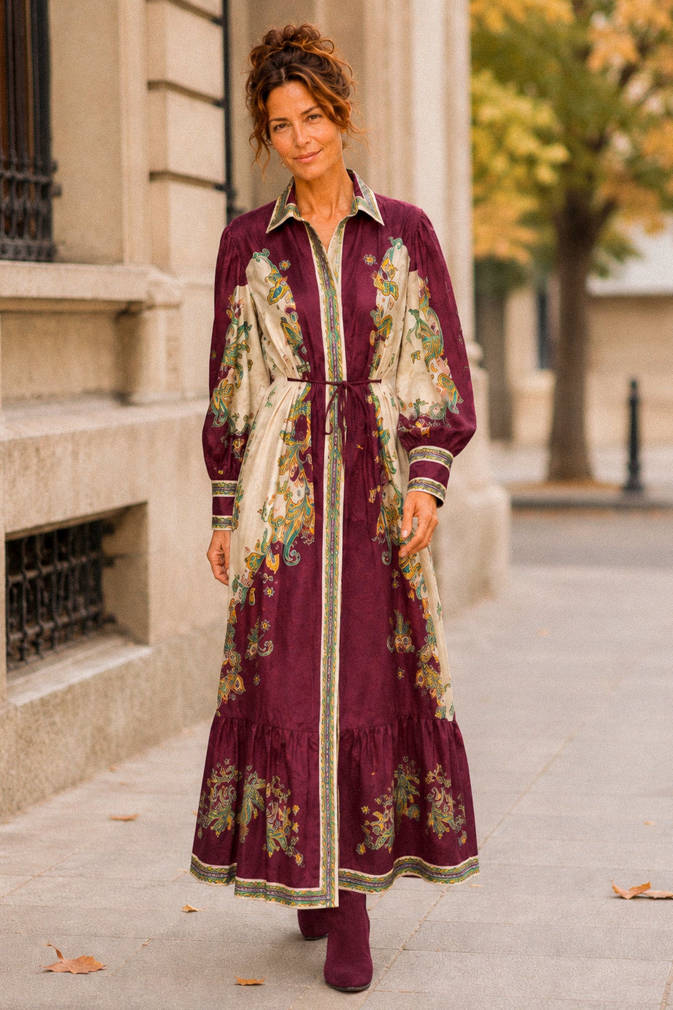 Рокля Paisley Bordeaux
