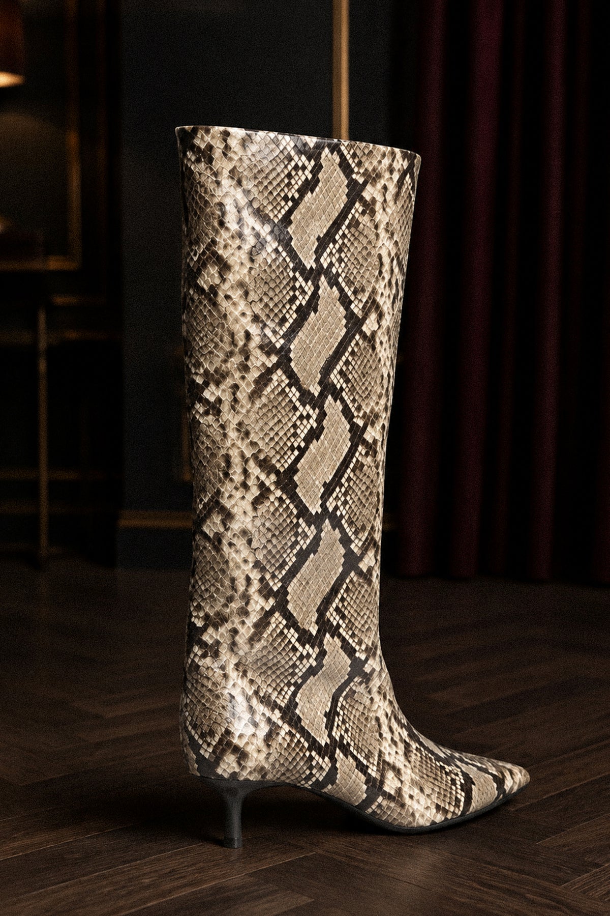 Snake Print High Boots – Eco Leather