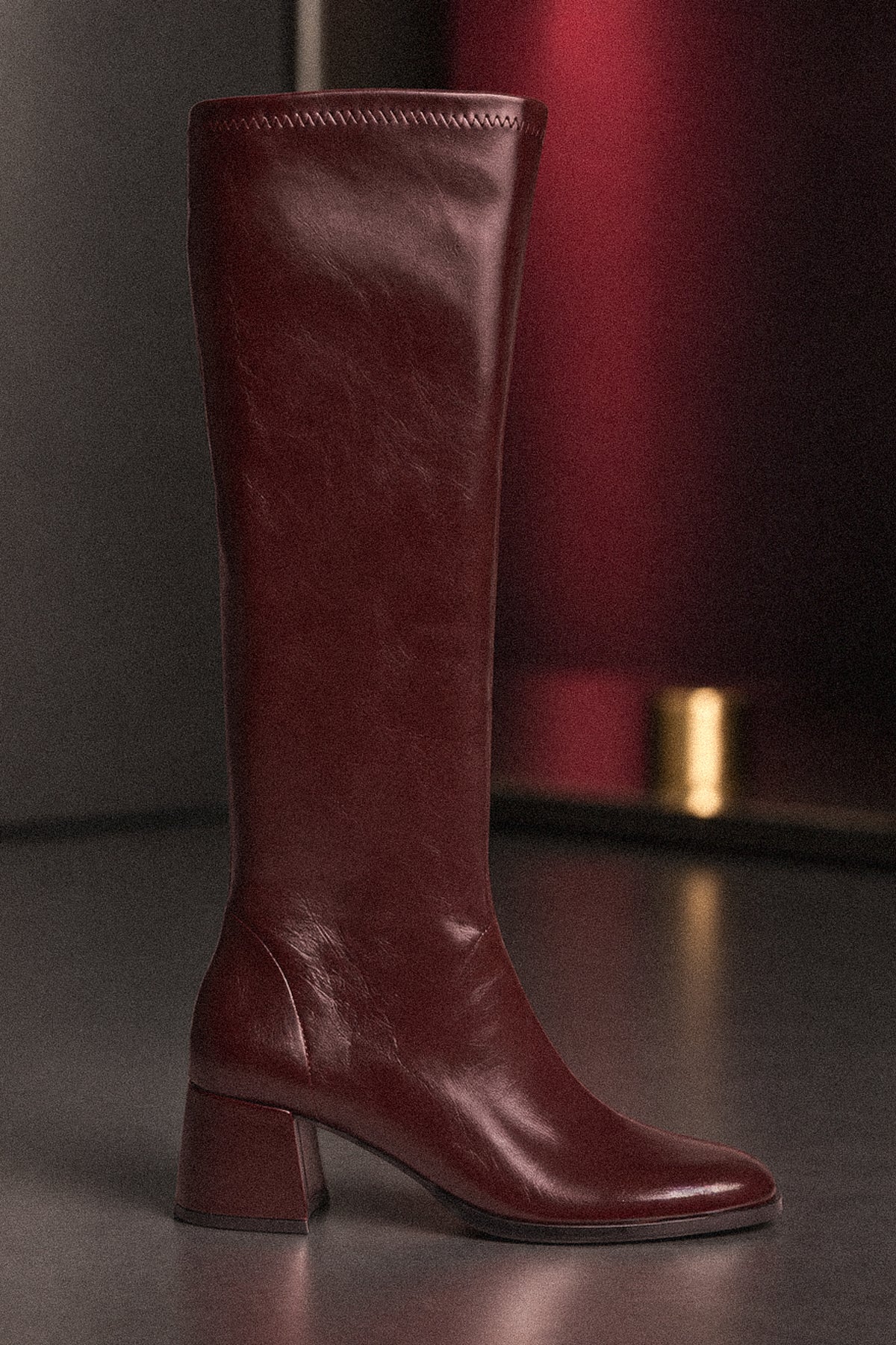 Burgundy High Boots – Eco Leather