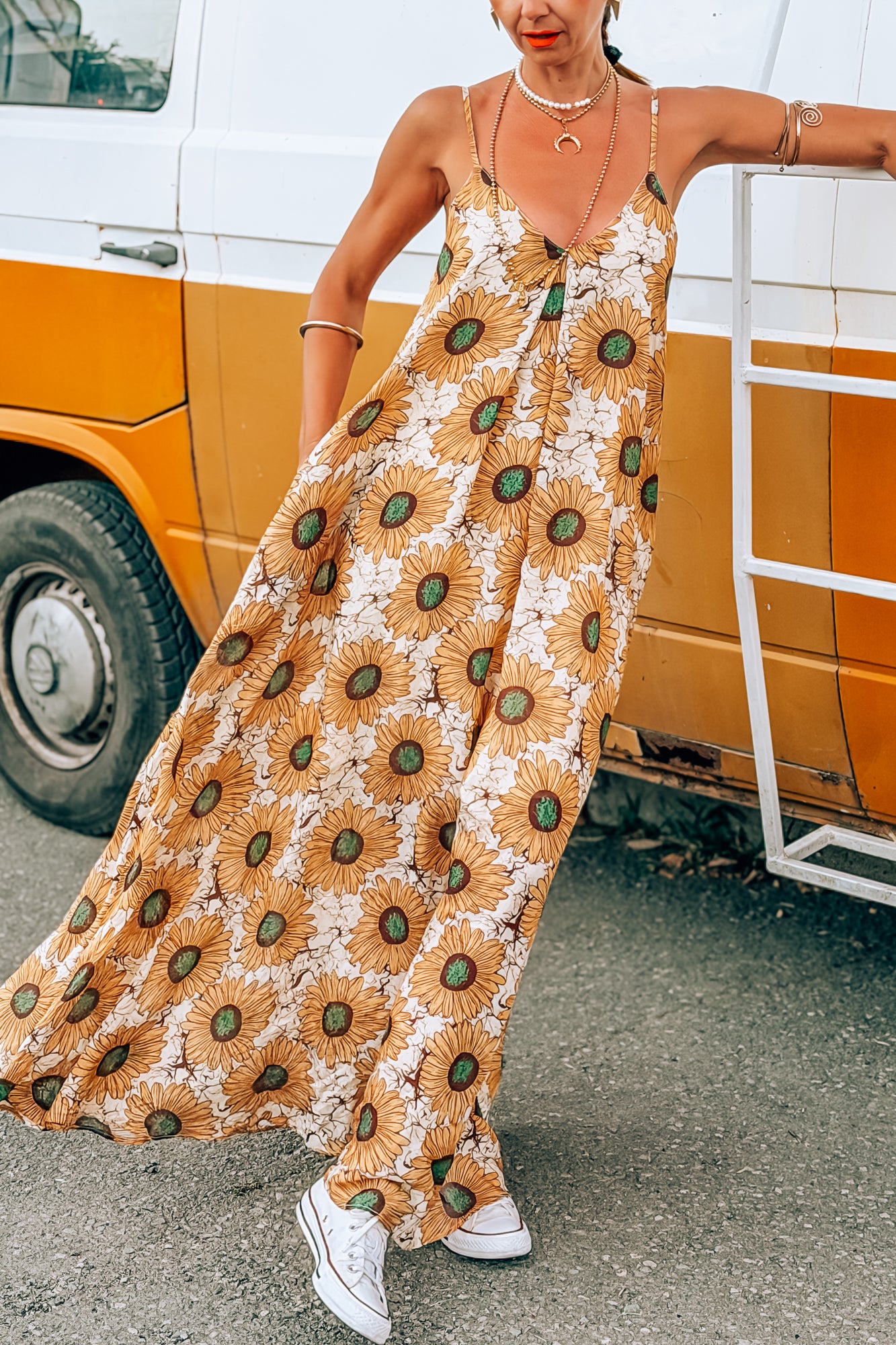 Ethereal sunflower dress + free scrunchie