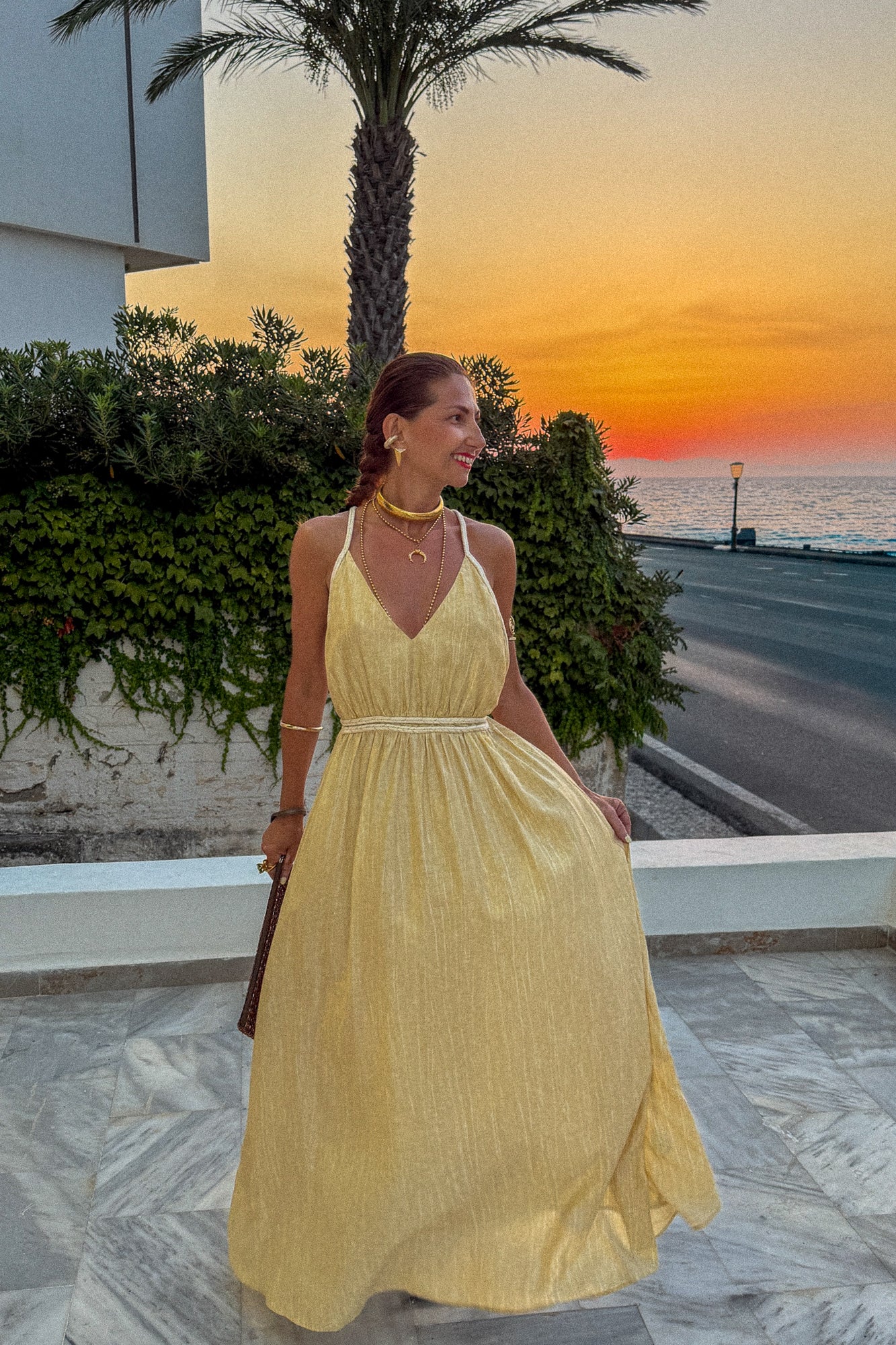Ethereal Maxi Dress with Rope Details in Champagne Gold