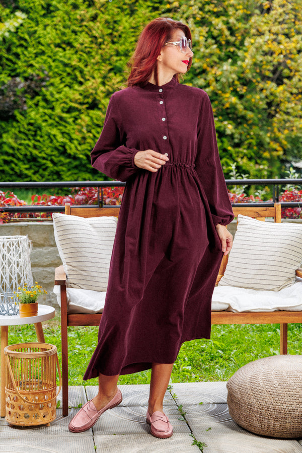 Rochie din catifea Bordeaux