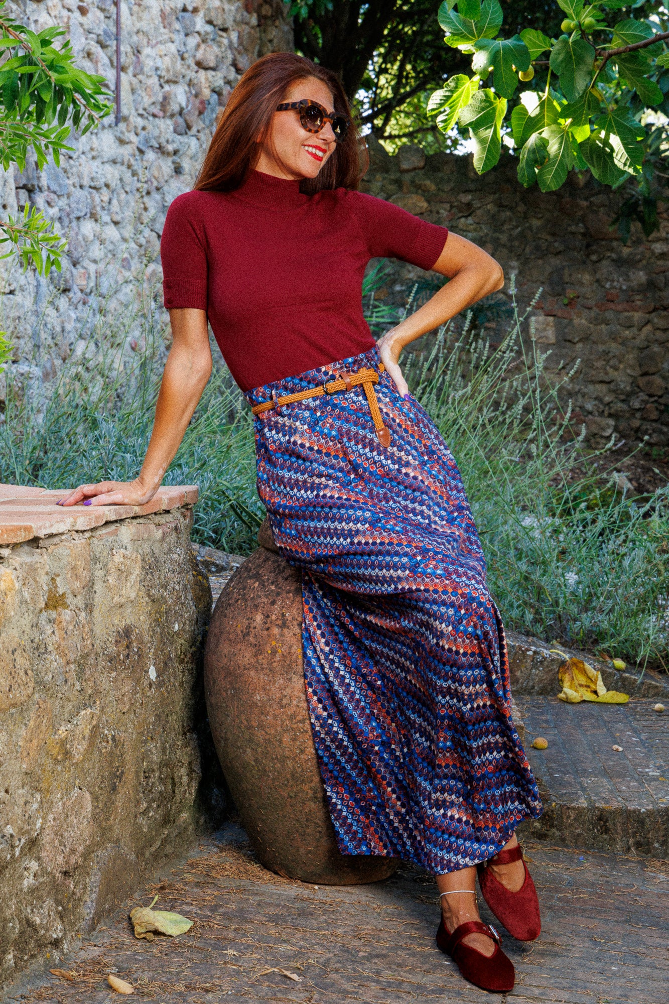Ethnic Mosaic Maxi Skirt + Плетен колан