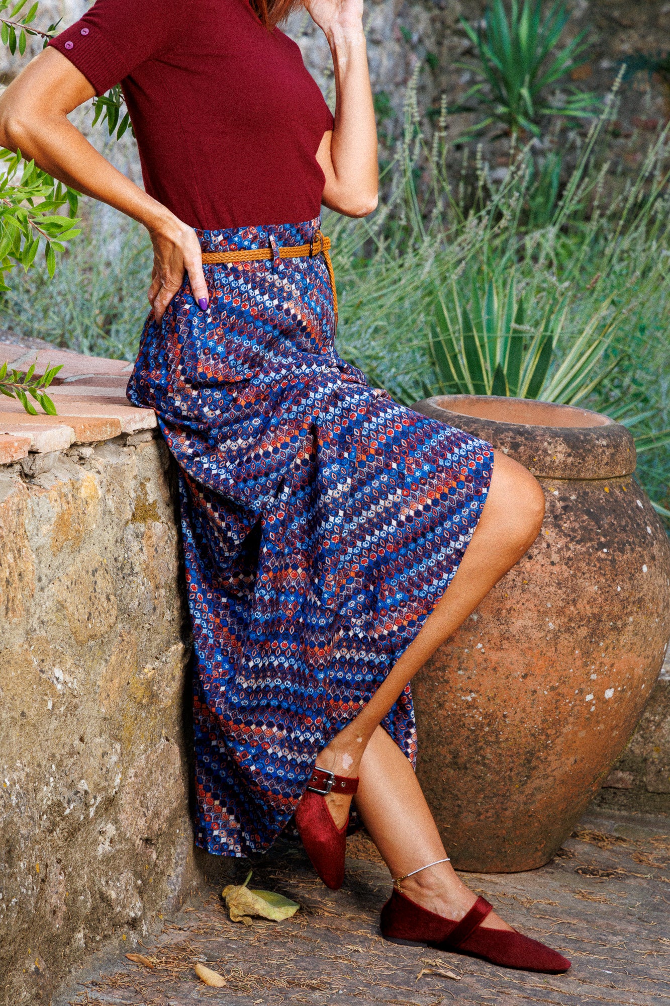 Ethnic Mosaic Maxi Skirt + Плетен колан