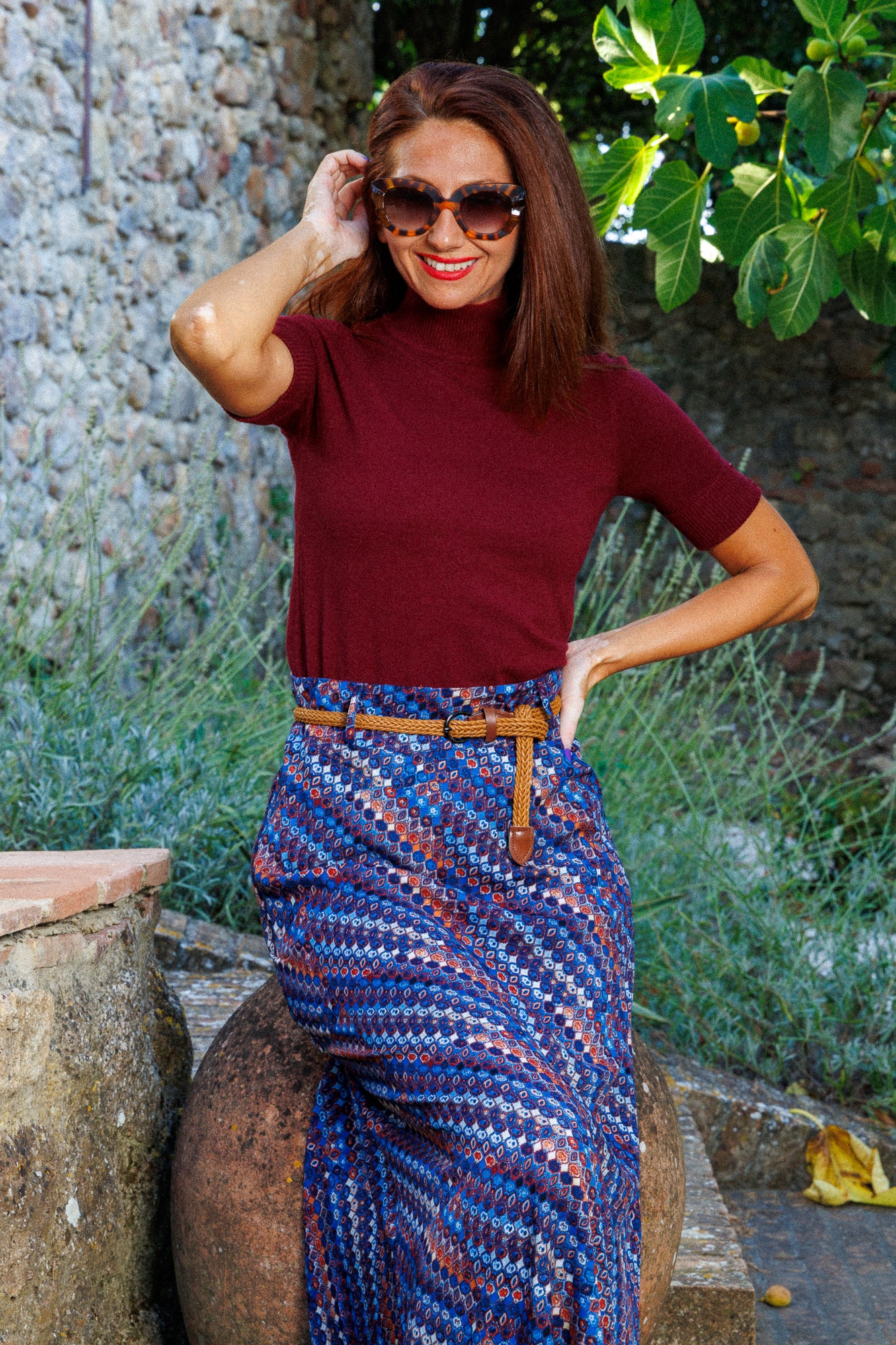 Burgundy Short Sleeve Sweater